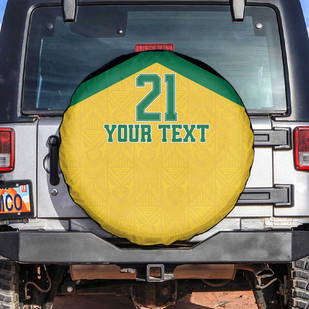 Afro-Jamaicans Football Custom Spare Tire Cover Gold Ethnic Motifs