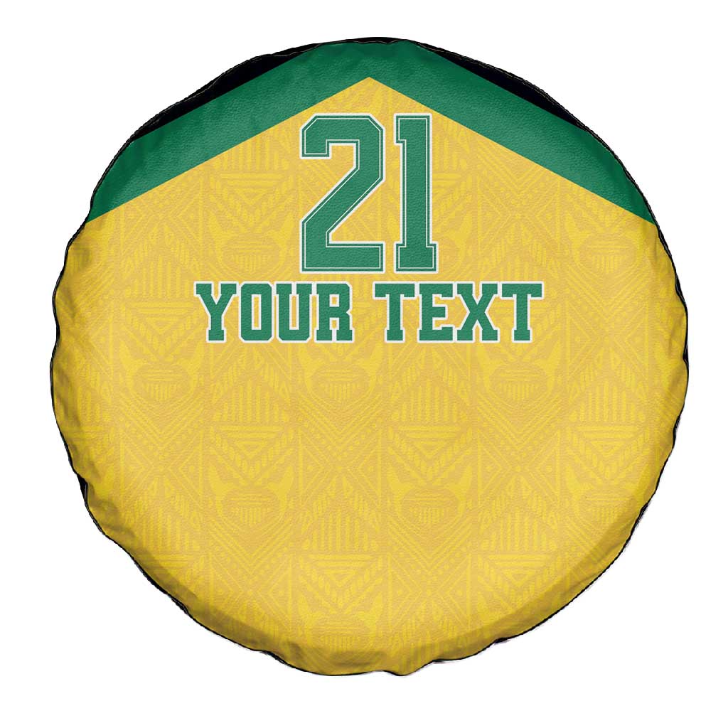 Afro-Jamaicans Football Custom Spare Tire Cover Gold Ethnic Motifs