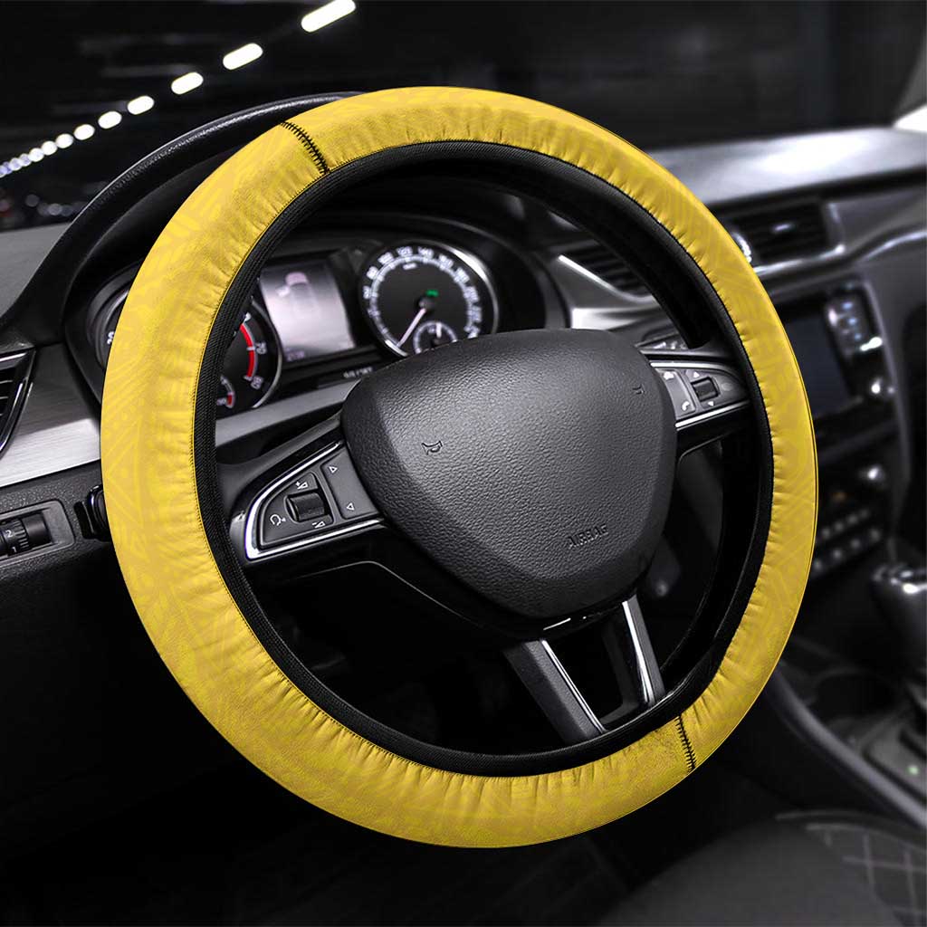Afro-Jamaicans Football Steering Wheel Cover Gold Ethnic Motifs
