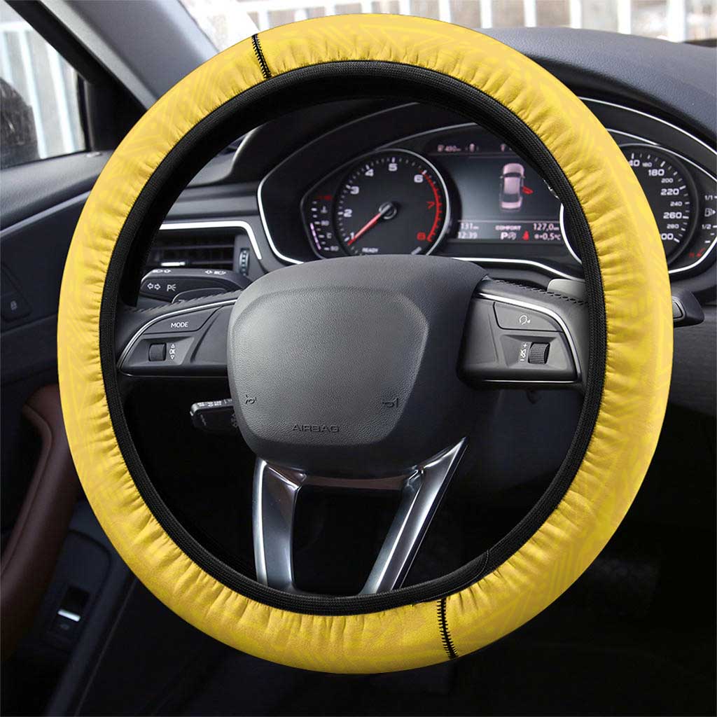 Afro-Jamaicans Football Steering Wheel Cover Gold Ethnic Motifs