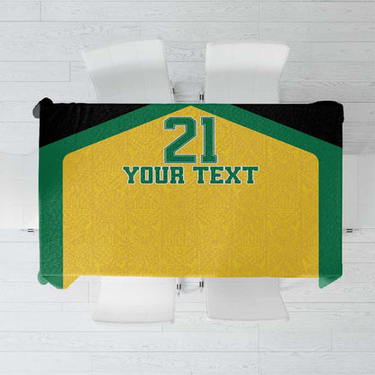 Afro-Jamaicans Football Custom Tablecloth Gold Ethnic Motifs