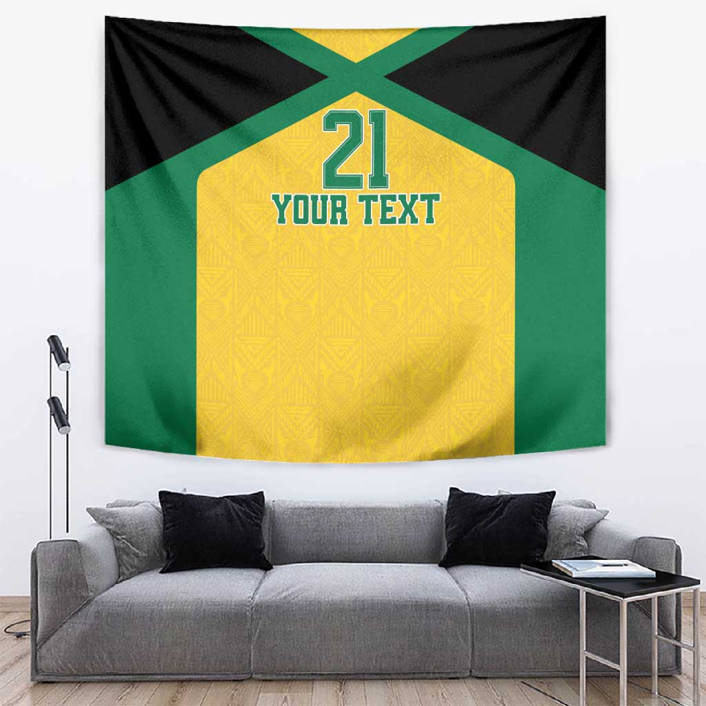 Afro-Jamaicans Football Custom Tapestry Gold Ethnic Motifs