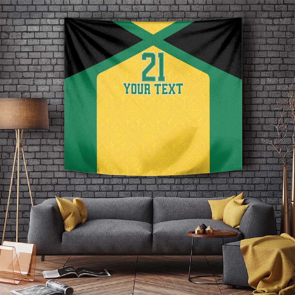 Afro-Jamaicans Football Custom Tapestry Gold Ethnic Motifs