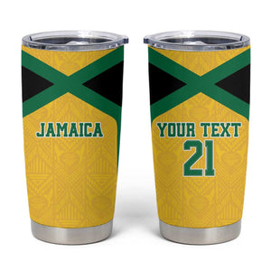 Afro-Jamaicans Football Custom Tumbler Cup Gold Ethnic Motifs