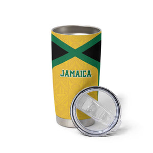 Afro-Jamaicans Football Custom Tumbler Cup Gold Ethnic Motifs