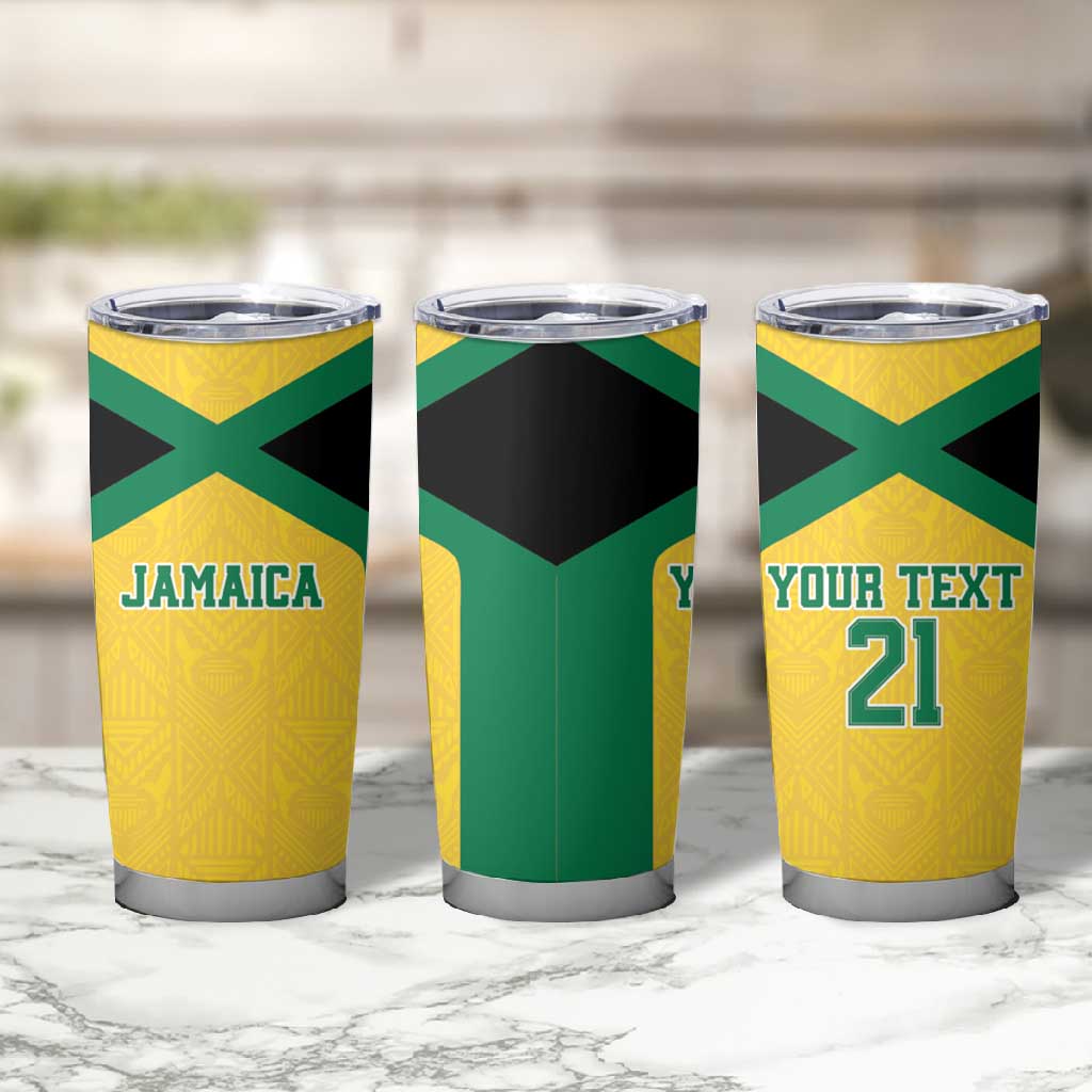 Afro-Jamaicans Football Custom Tumbler Cup Gold Ethnic Motifs