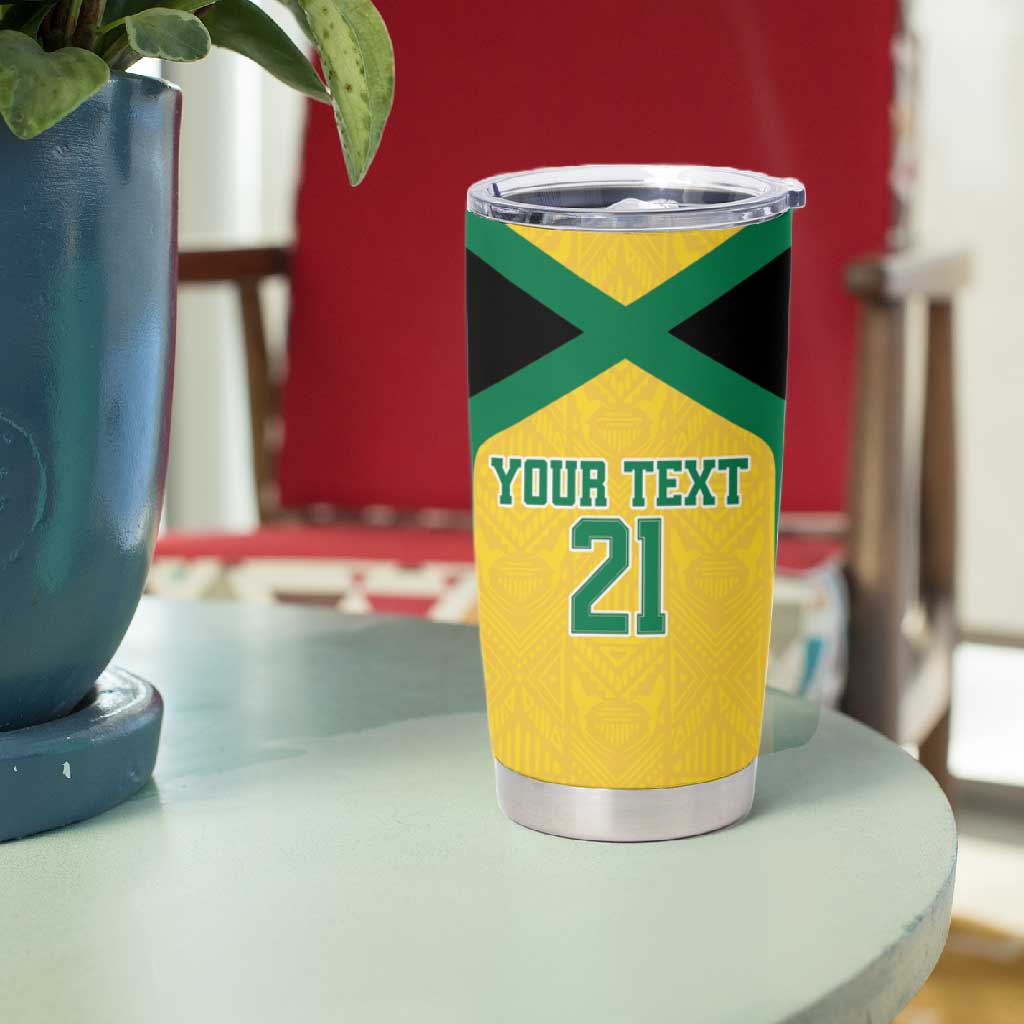 Afro-Jamaicans Football Custom Tumbler Cup Gold Ethnic Motifs