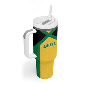 Afro-Jamaicans Football Custom Tumbler With Handle Gold Ethnic Motifs