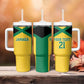 Afro-Jamaicans Football Custom Tumbler With Handle Gold Ethnic Motifs