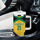 Afro-Jamaicans Football Custom Tumbler With Handle Gold Ethnic Motifs