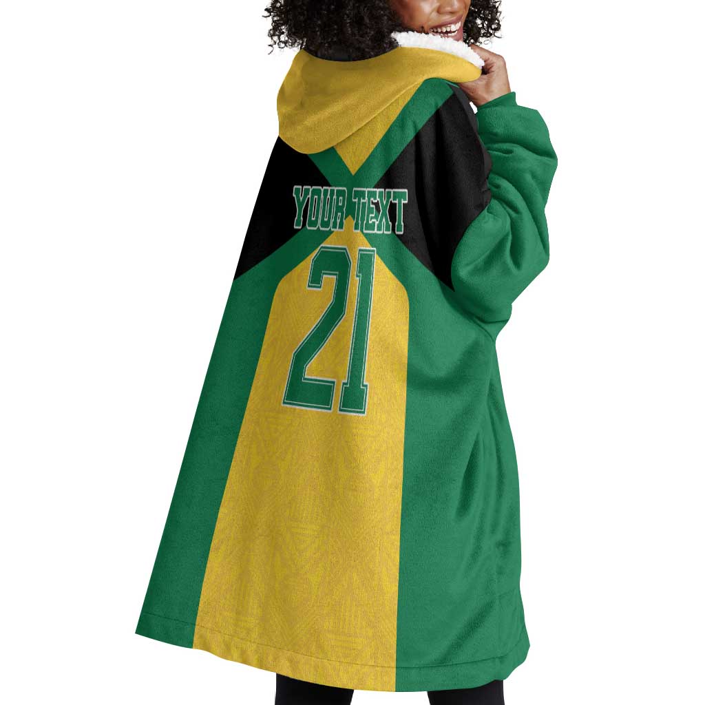 Afro-Jamaicans Football Custom Wearable Blanket Hoodie Gold Ethnic Motifs
