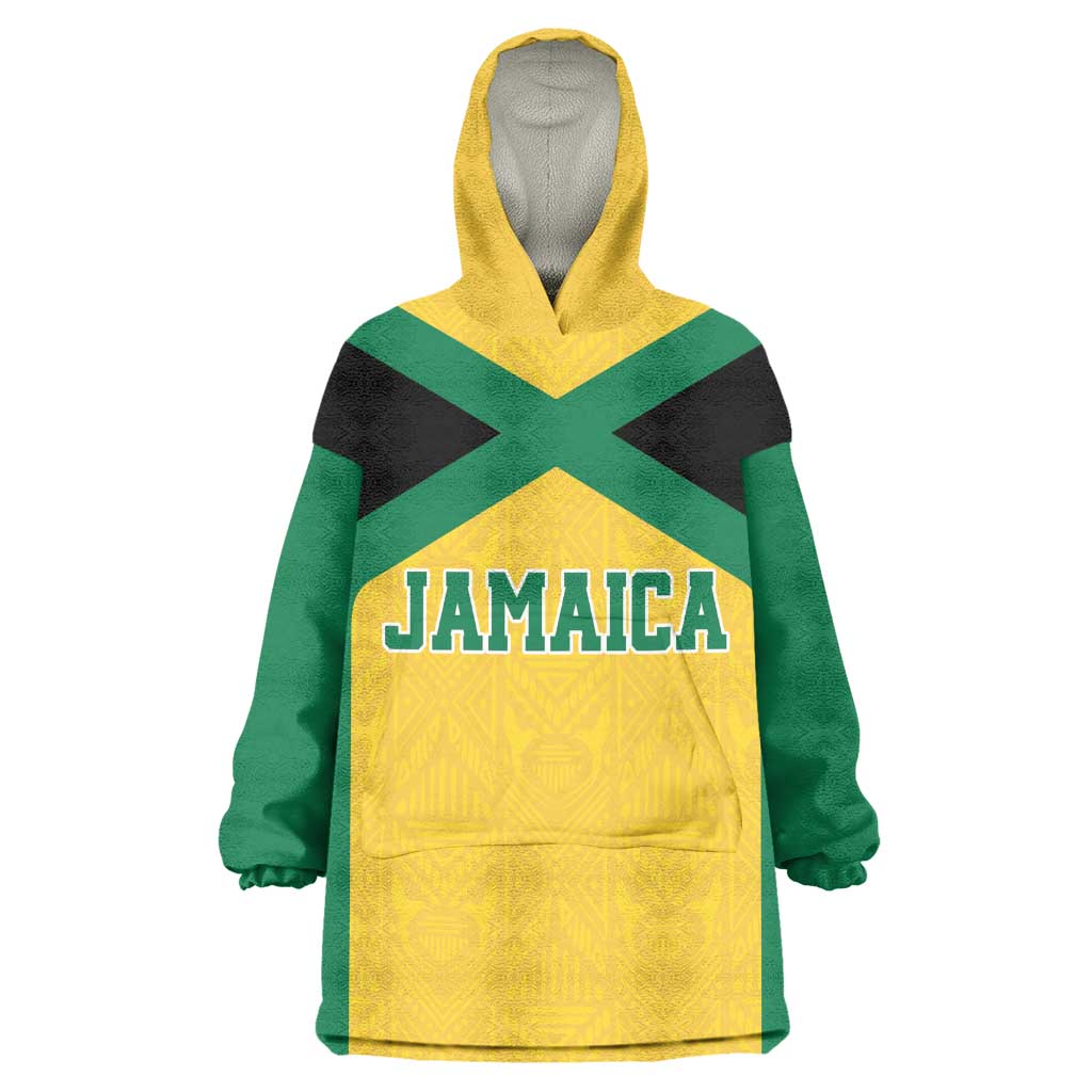 Afro-Jamaicans Football Custom Wearable Blanket Hoodie Gold Ethnic Motifs
