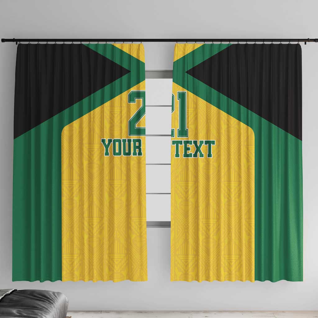 Afro-Jamaicans Football Custom Window Curtain Gold Ethnic Motifs