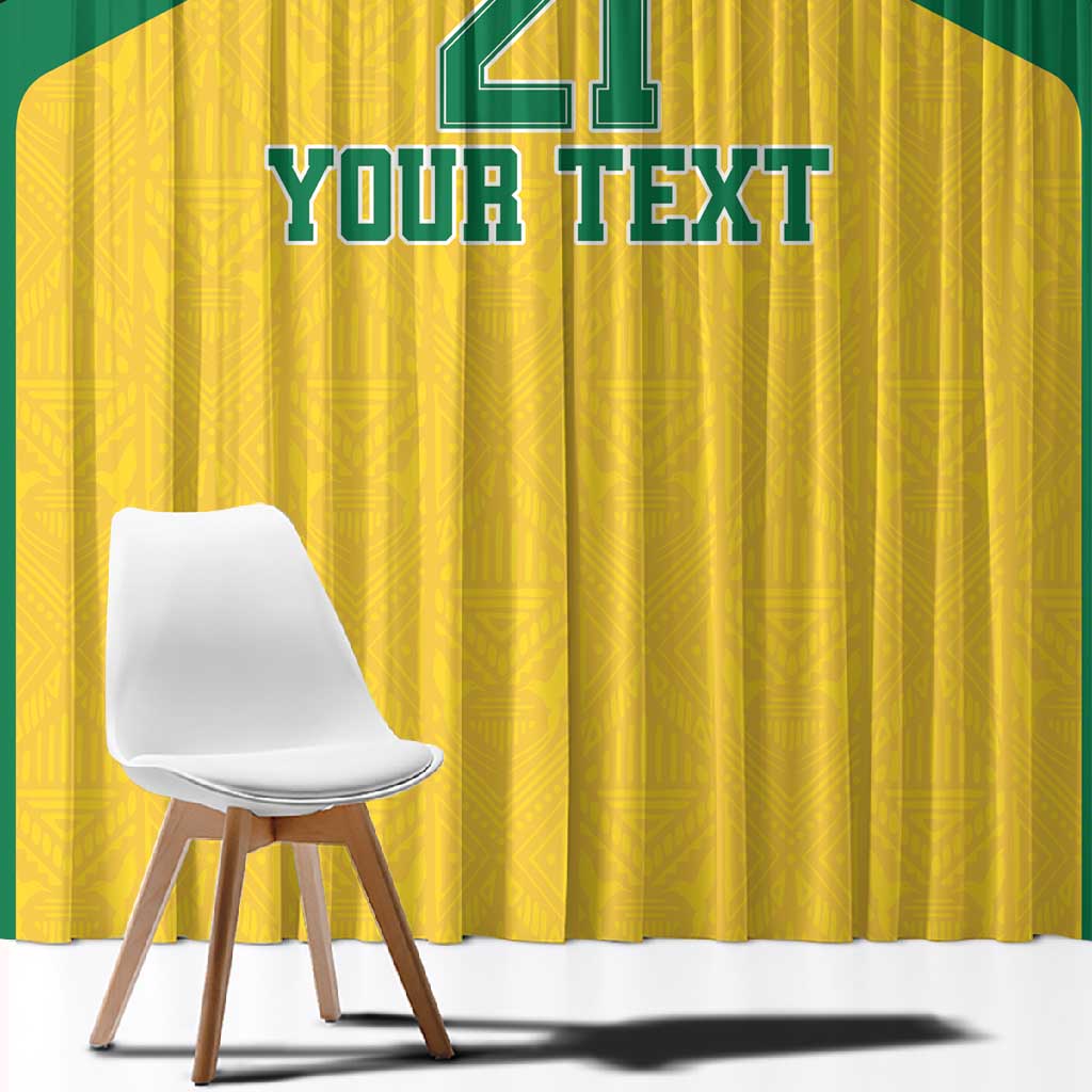 Afro-Jamaicans Football Custom Window Curtain Gold Ethnic Motifs