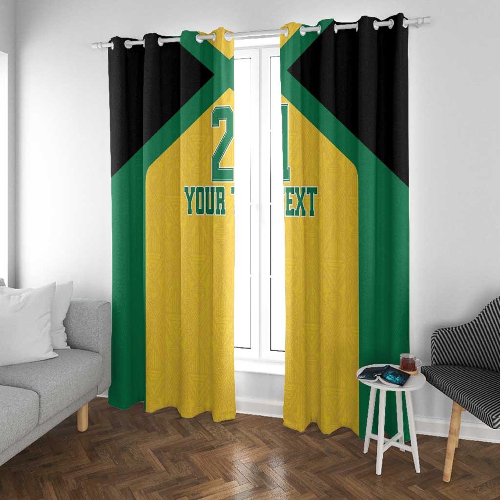 Afro-Jamaicans Football Custom Window Curtain Gold Ethnic Motifs