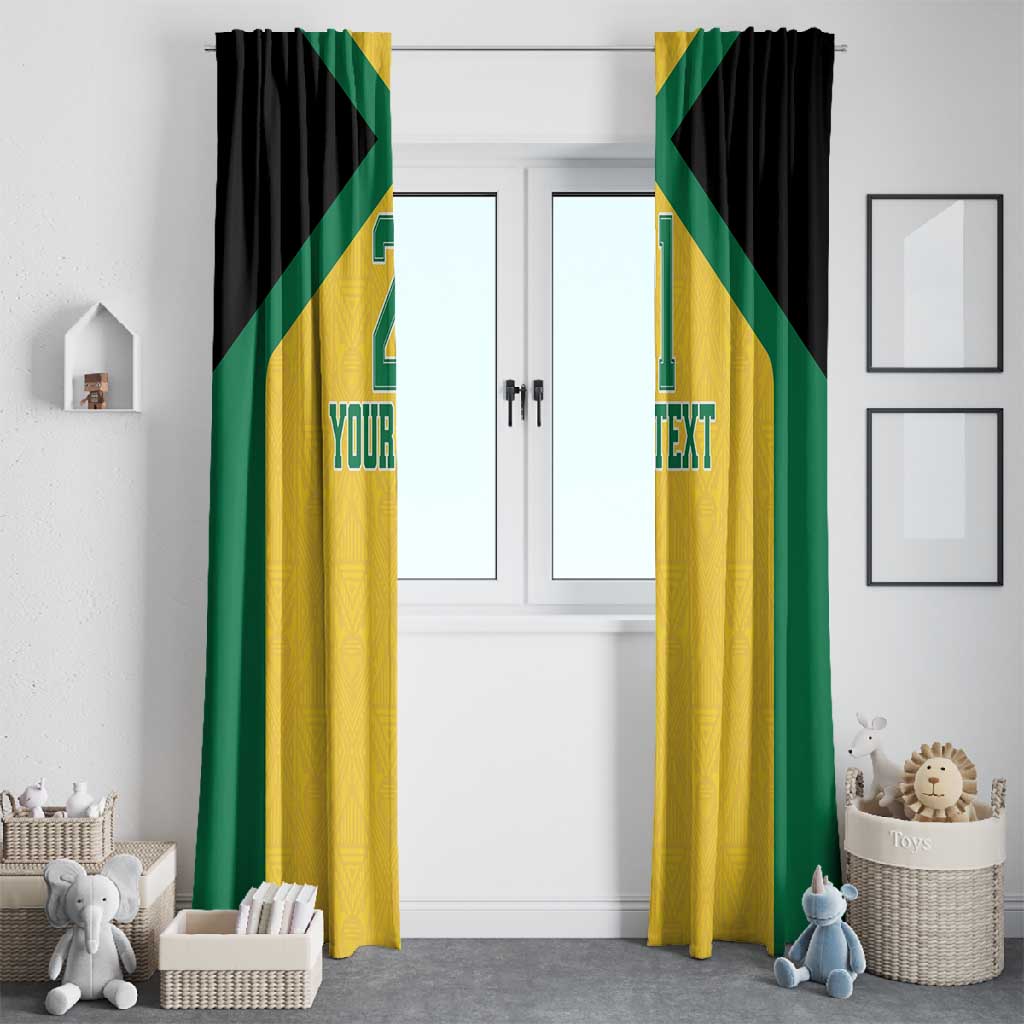 Afro-Jamaicans Football Custom Window Curtain Gold Ethnic Motifs