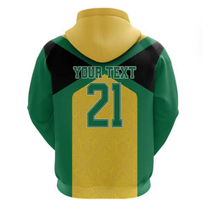 Afro-Jamaicans Football Custom Zip Hoodie Gold Ethnic Motifs