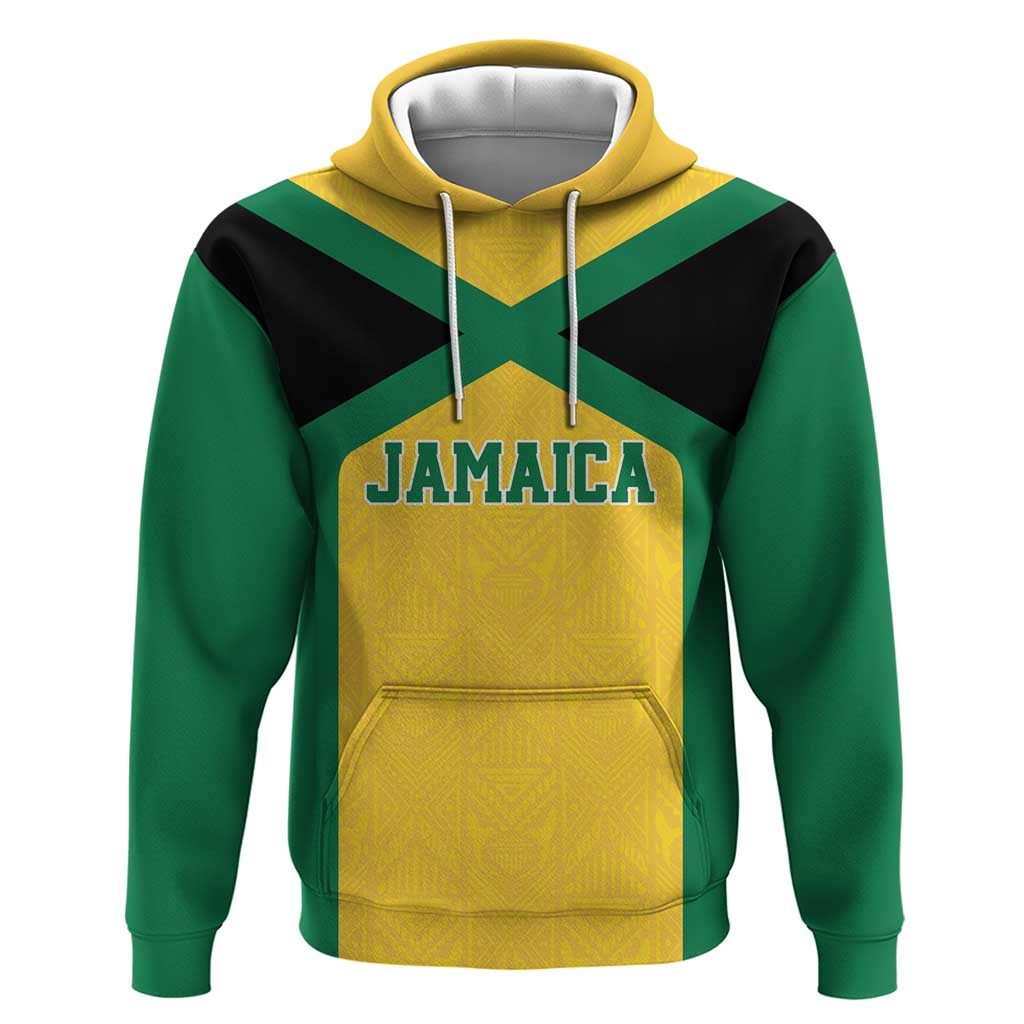 Afro-Jamaicans Football Custom Zip Hoodie Gold Ethnic Motifs