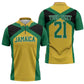 Afro-Jamaicans Football Custom Zipper Polo Shirt Gold Ethnic Motifs