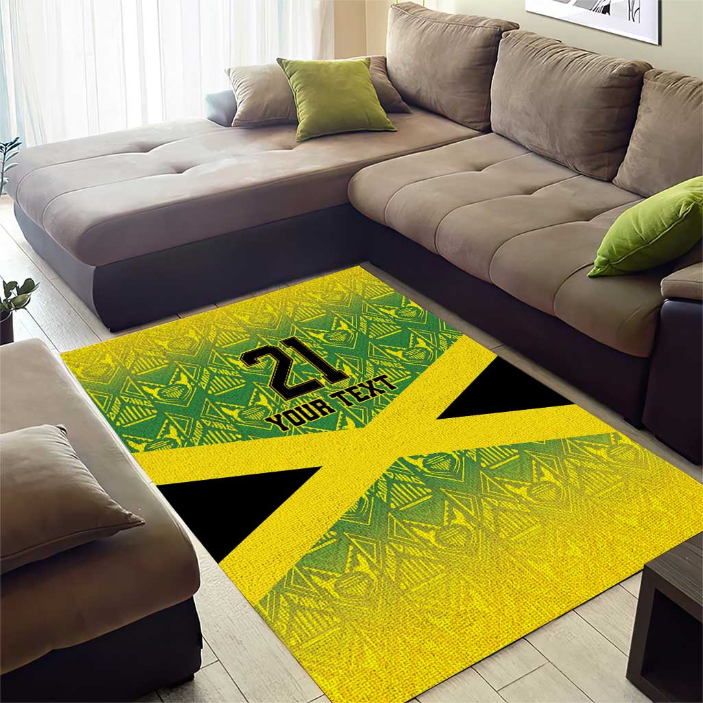 Afro-Jamaicans Custom Area Rug Reggae Boyz With Traditional Pattern