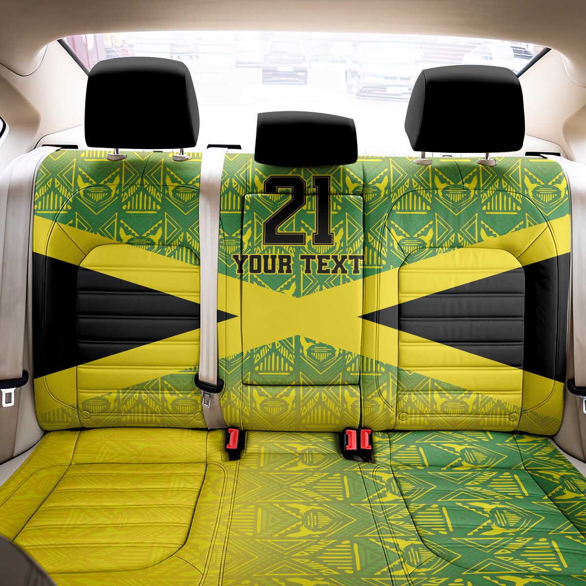 Afro-Jamaicans Custom Back Car Seat Cover Reggae Boyz With Traditional Pattern