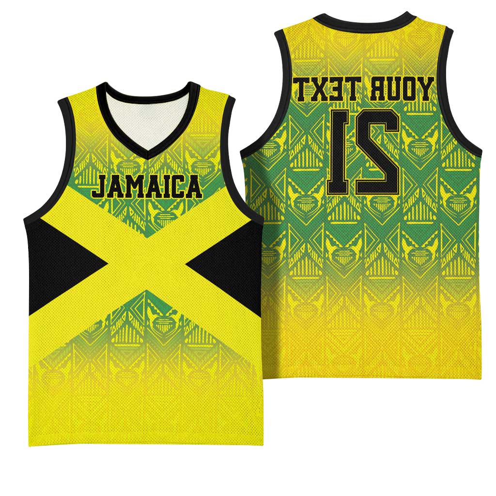 Afro-Jamaicans Custom Basketball Jersey Reggae Boyz With Traditional Pattern - African Pride
