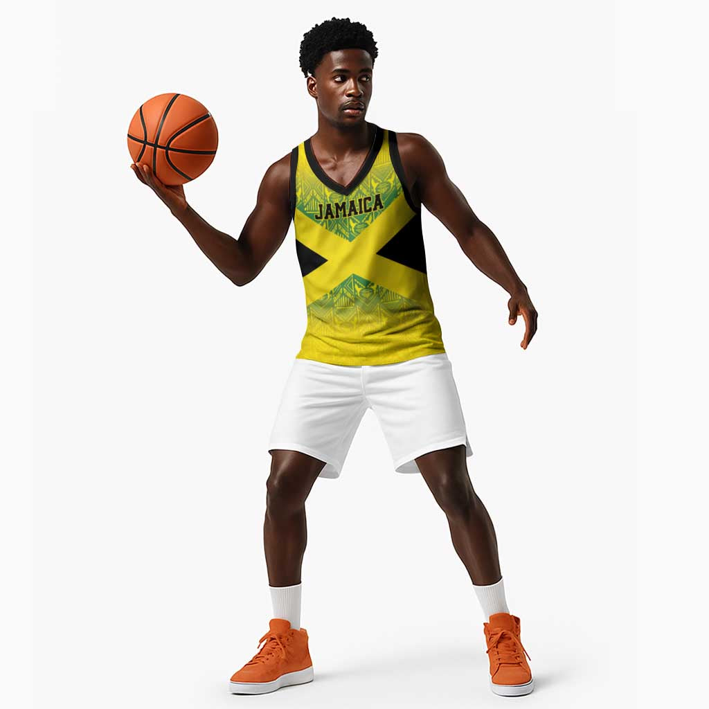 Afro-Jamaicans Custom Basketball Jersey Reggae Boyz With Traditional Pattern - African Pride
