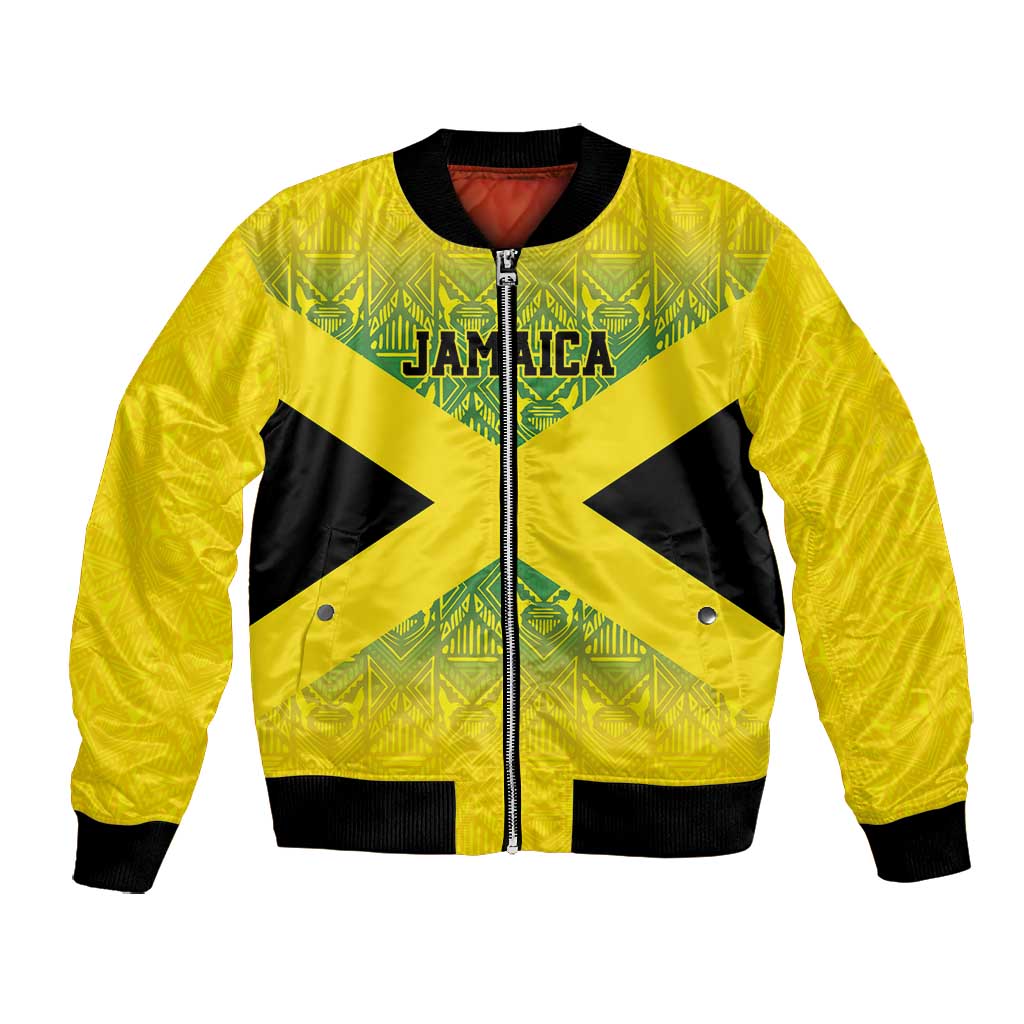 Afro-Jamaicans Custom Bomber Jacket Reggae Boyz With Traditional Pattern