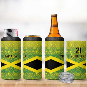 Afro-Jamaicans Custom 4 in 1 Can Cooler Tumbler Reggae Boyz With Traditional Pattern