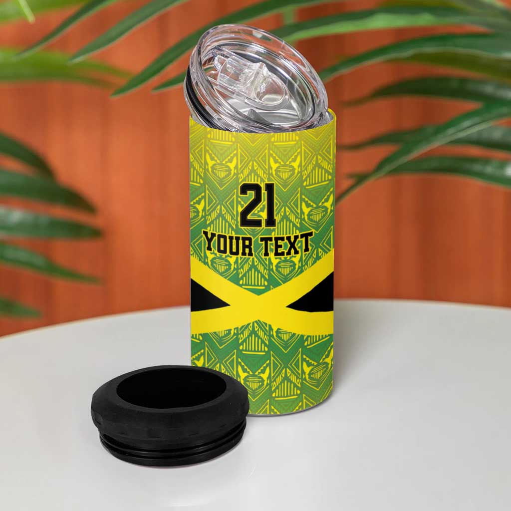 Afro-Jamaicans Custom 4 in 1 Can Cooler Tumbler Reggae Boyz With Traditional Pattern