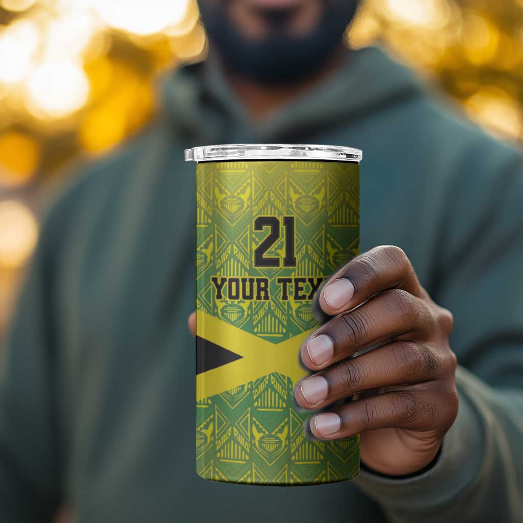 Afro-Jamaicans Custom 4 in 1 Can Cooler Tumbler Reggae Boyz With Traditional Pattern