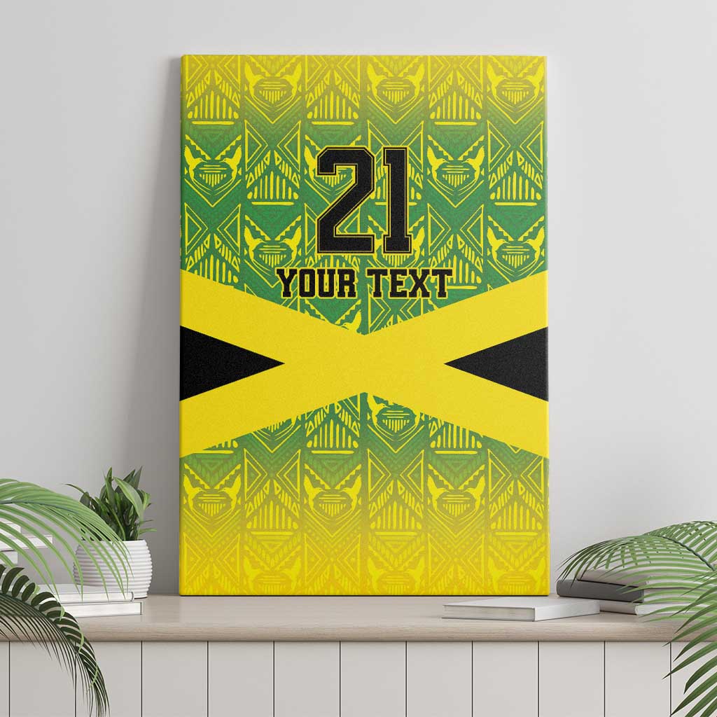 Afro-Jamaicans Custom Canvas Wall Art Reggae Boyz With Traditional Pattern