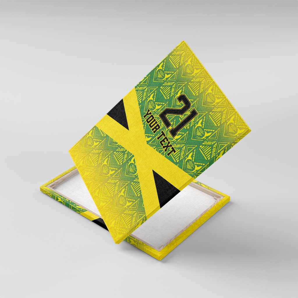 Afro-Jamaicans Custom Canvas Wall Art Reggae Boyz With Traditional Pattern