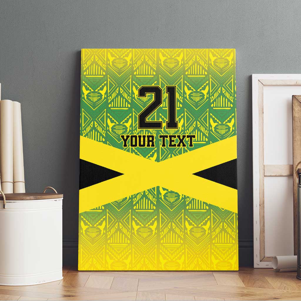 Afro-Jamaicans Custom Canvas Wall Art Reggae Boyz With Traditional Pattern
