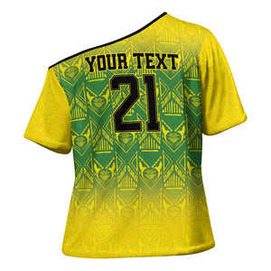Afro-Jamaicans Custom Cross Shoulder Shirt Reggae Boyz With Traditional Pattern