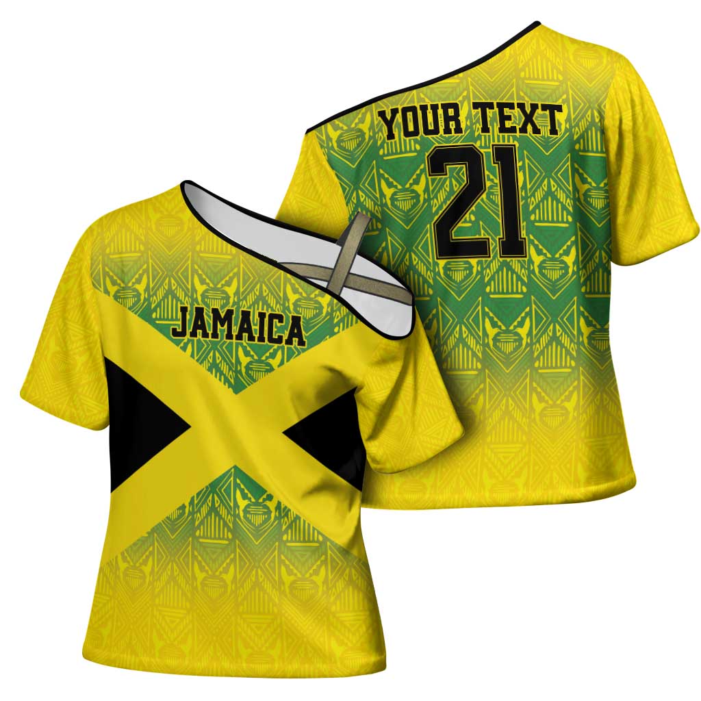 Afro-Jamaicans Custom Cross Shoulder Shirt Reggae Boyz With Traditional Pattern