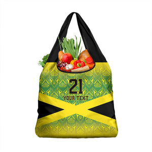 Afro-Jamaicans Custom Grocery Bag Reggae Boyz With Traditional Pattern