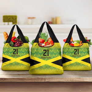 Afro-Jamaicans Custom Grocery Bag Reggae Boyz With Traditional Pattern