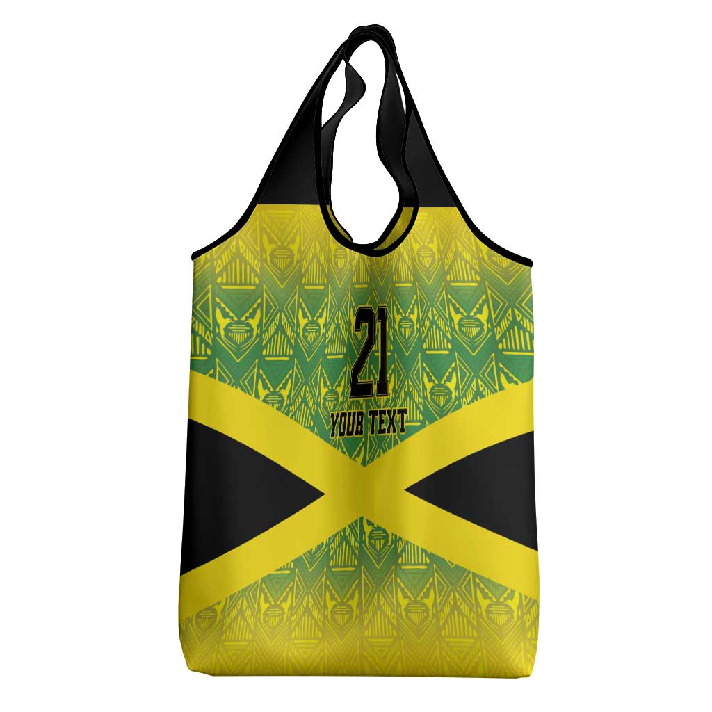 Afro-Jamaicans Custom Grocery Bag Reggae Boyz With Traditional Pattern