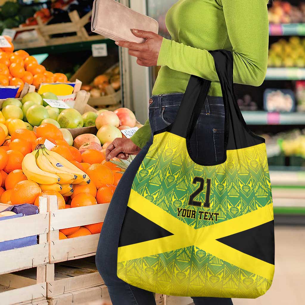 Afro-Jamaicans Custom Grocery Bag Reggae Boyz With Traditional Pattern