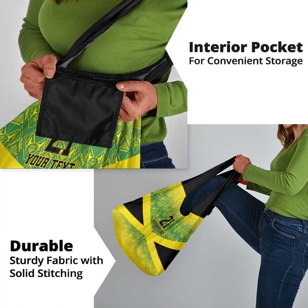 Afro-Jamaicans Custom Grocery Bag Reggae Boyz With Traditional Pattern