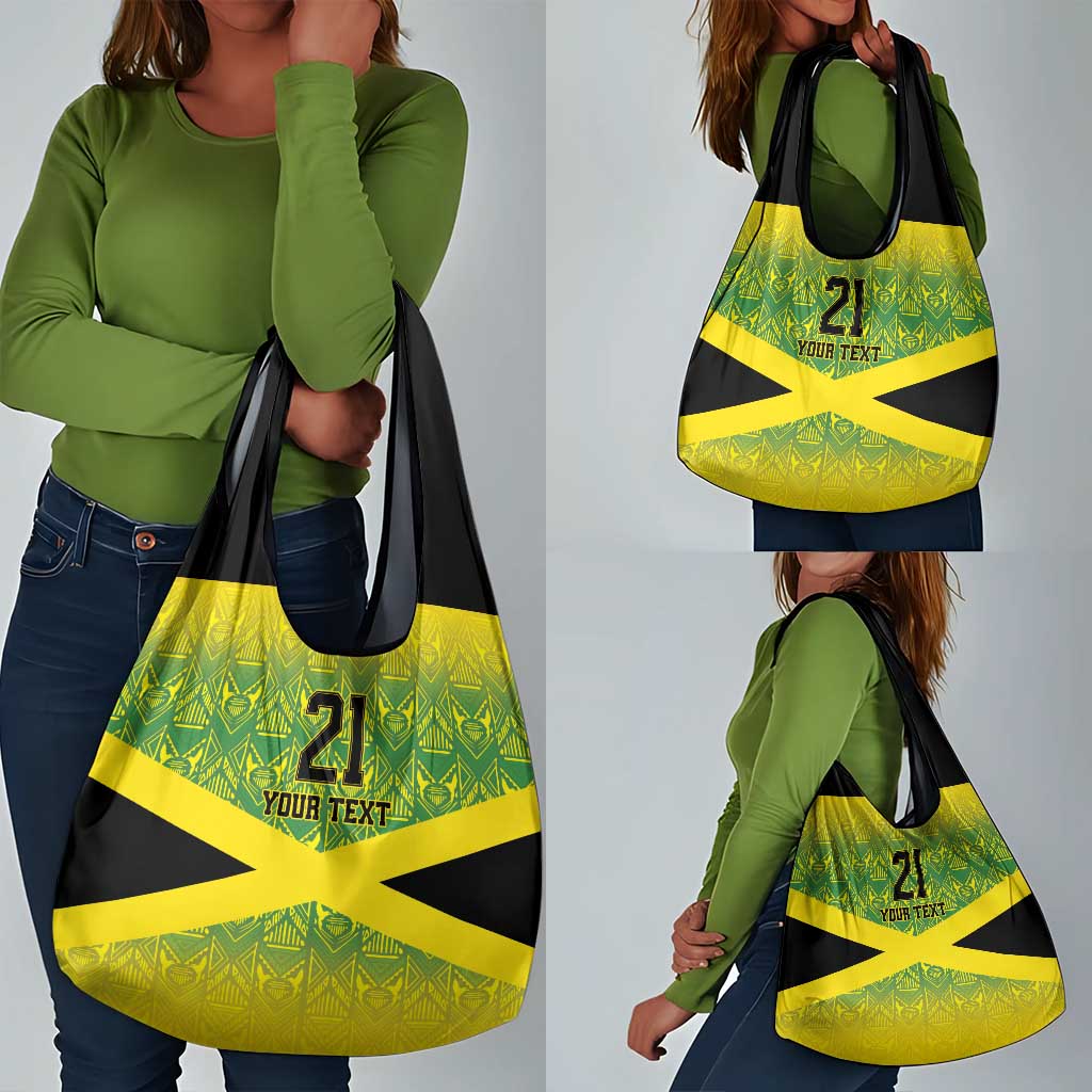 Afro-Jamaicans Custom Grocery Bag Reggae Boyz With Traditional Pattern