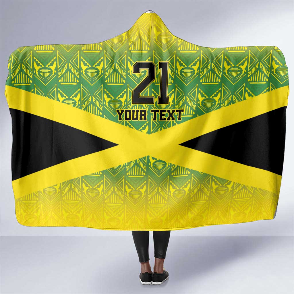 Afro-Jamaicans Custom Hooded Blanket Reggae Boyz With Traditional Pattern