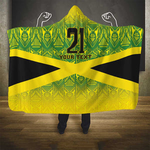 Afro-Jamaicans Custom Hooded Blanket Reggae Boyz With Traditional Pattern