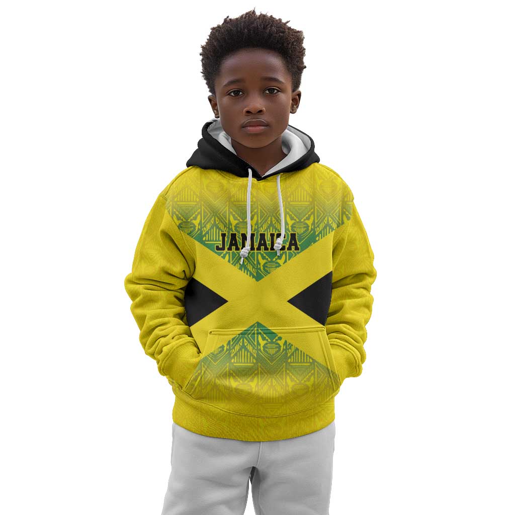 Afro-Jamaicans Custom Kid Hoodie Reggae Boyz With Traditional Pattern