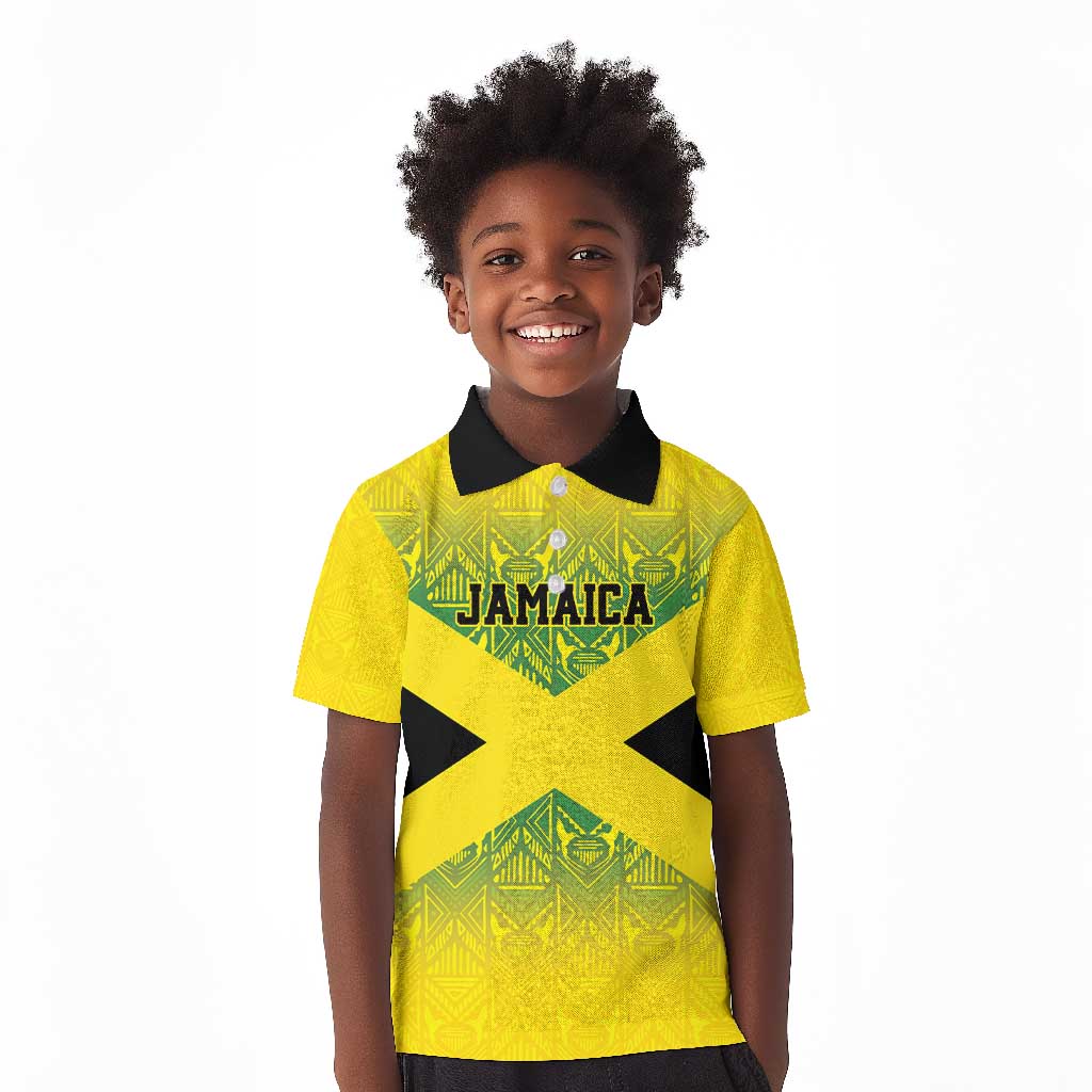 Afro-Jamaicans Custom Kid Polo Shirt Reggae Boyz With Traditional Pattern
