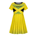 Afro-Jamaicans Custom Kid Short Sleeve Dress Reggae Boyz With Traditional Pattern