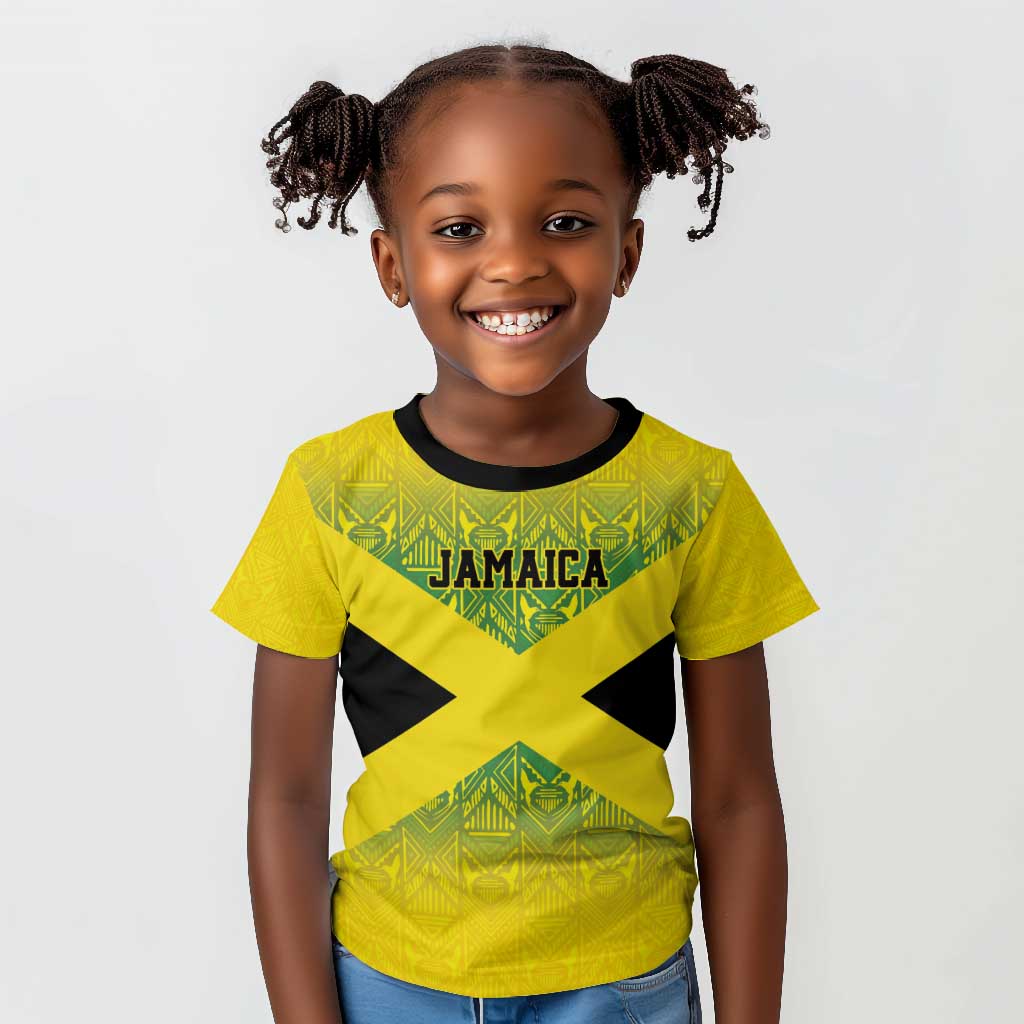 Afro-Jamaicans Custom Kid T shirt Reggae Boyz With Traditional Pattern