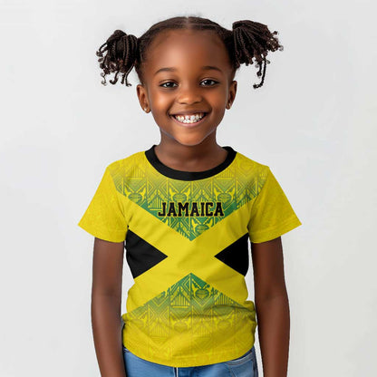 Afro-Jamaicans Custom Kid T shirt Reggae Boyz With Traditional Pattern