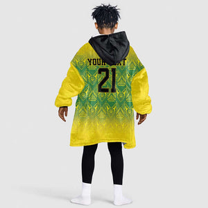 Afro-Jamaicans Custom Kid Wearable Blanket Hoodie Reggae Boyz With Traditional Pattern